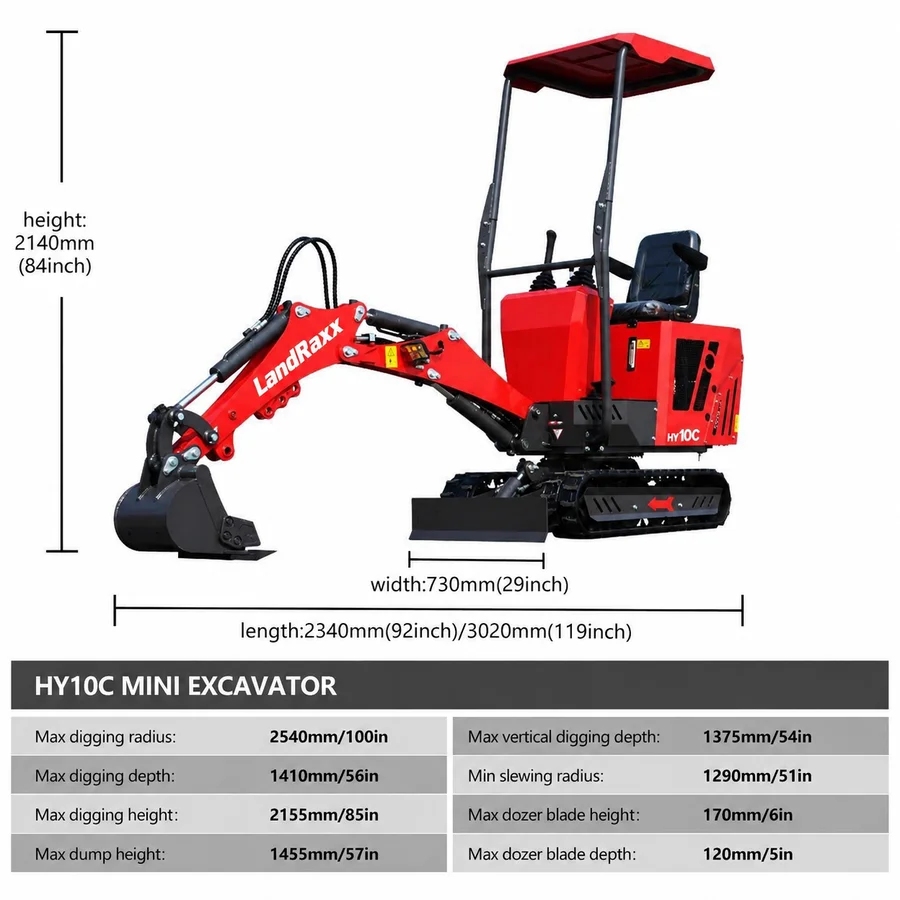 LandRaxx HY10C Mini Excavator — view 10
